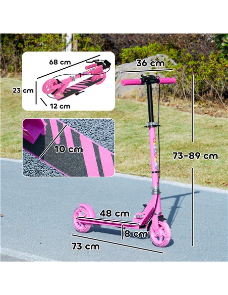 AIYAPLAY Scooter for Kids Ages 3-8 with Adjustable Handle, 2 Light up Wheels, Handbrake & Rear Brake for Girls and Boys, Pink - pic 155222 | FastDaddyshop