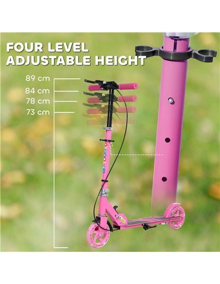AIYAPLAY Scooter for Kids Ages 3-8 with Adjustable Handle, 2 Light up Wheels, Handbrake & Rear Brake for Girls and Boys, Pink - pic 155223 | FastDaddyshop