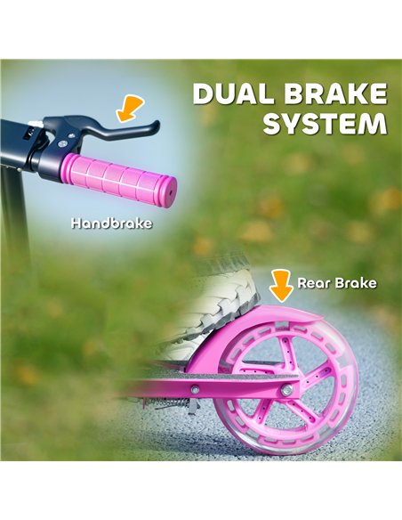 AIYAPLAY Scooter for Kids Ages 3-8 with Adjustable Handle, 2 Light up Wheels, Handbrake & Rear Brake for Girls and Boys, Pink - pic 155225 | FastDaddyshop