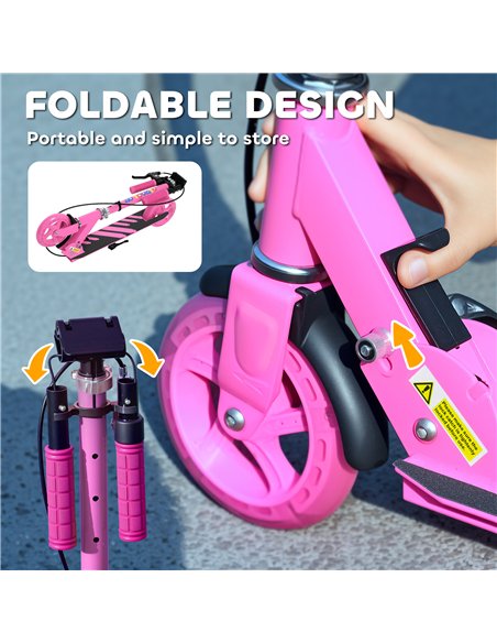 AIYAPLAY Scooter for Kids Ages 3-8 with Adjustable Handle, 2 Light up Wheels, Handbrake & Rear Brake for Girls and Boys, Pink - pic 155226 | FastDaddyshop