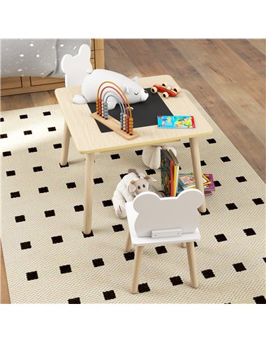 AIYAPLAY 3-Piece Kids Table and Chairs Set with Convertible Desk and Storage Grid, Kids Activity Table for Nursery, Playroom