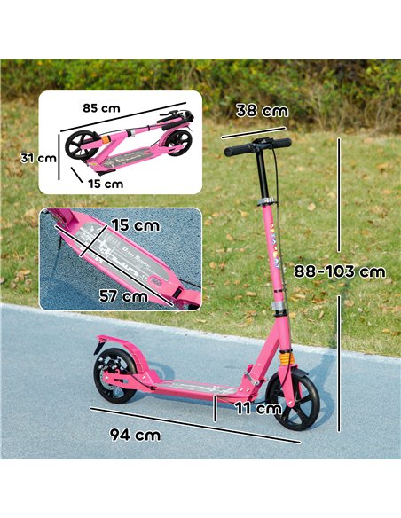 AIYAPLAY Kids Scooter with Four-Level Adjustable Handlebar, Dual Brake System, 200mm Wheels, ABEC-7 Bearings, Pink - pic 155258 | FastDaddyshop
