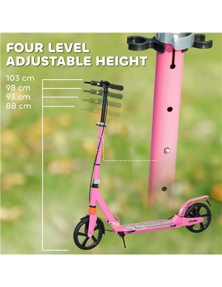 AIYAPLAY Kids Scooter with Four-Level Adjustable Handlebar, Dual Brake System, 200mm Wheels, ABEC-7 Bearings, Pink - pic 155259 | FastDaddyshop