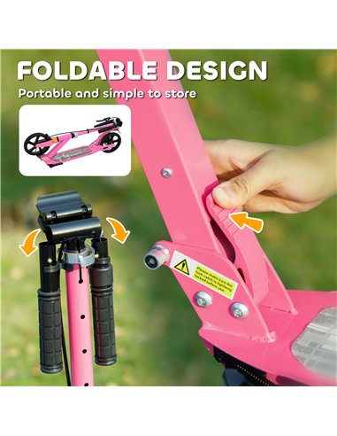 AIYAPLAY Kids Scooter with Four-Level Adjustable Handlebar, Dual Brake System, 200mm Wheels, ABEC-7 Bearings, Pink