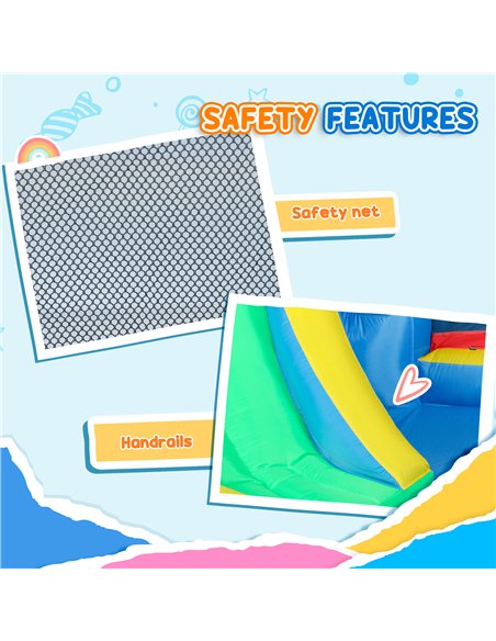 AIYAPLAY Inflatable Bouncy Castle with 550W Blower, Basketball Hoop, Long Slide, Dart Board, Carrying Bag, 385 x 290 x 180 cm - pic 155279 | FastDaddyshop