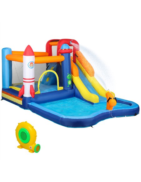 AIYAPLAY 5 in 1 Bouncy Castle for Children with 550W Blower, Water Slide, Splash Pool, Jumping Area, Climbing Wall, Cannon - pic 155283 | FastDaddyshop