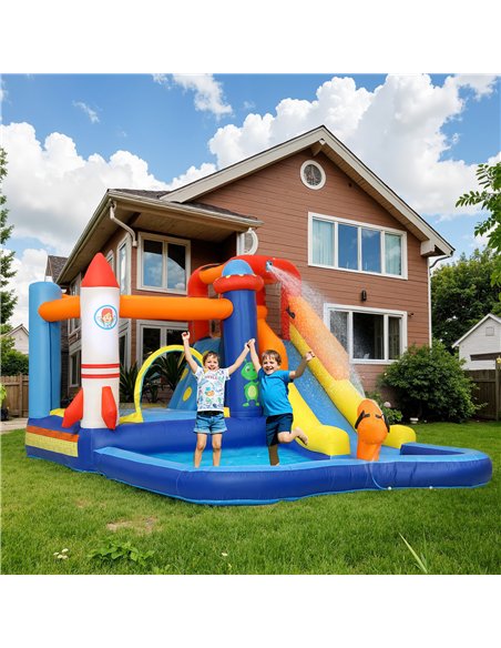 AIYAPLAY 5 in 1 Bouncy Castle for Children with 550W Blower, Water Slide, Splash Pool, Jumping Area, Climbing Wall, Cannon - pic 155284 | FastDaddyshop