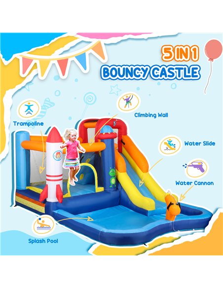 AIYAPLAY 5 in 1 Bouncy Castle for Children with 550W Blower, Water Slide, Splash Pool, Jumping Area, Climbing Wall, Cannon - pic 155286 | FastDaddyshop