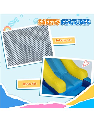 AIYAPLAY 5 in 1 Bouncy Castle for Children with 550W Blower, Water Slide, Splash Pool, Jumping Area, Climbing Wall, Cannon