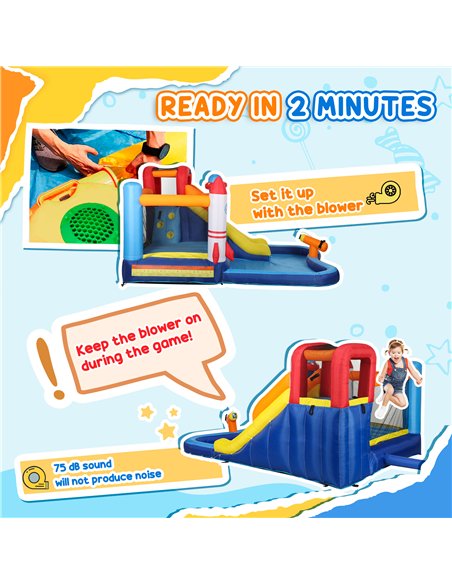 AIYAPLAY 5 in 1 Bouncy Castle for Children with 550W Blower, Water Slide, Splash Pool, Jumping Area, Climbing Wall, Cannon - pic 155289 | FastDaddyshop