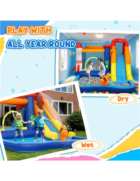 AIYAPLAY 5 in 1 Bouncy Castle for Children with 550W Blower, Water Slide, Splash Pool, Jumping Area, Climbing Wall, Cannon - pic 155290 | FastDaddyshop