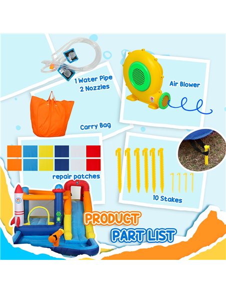 AIYAPLAY 5 in 1 Bouncy Castle for Children with 550W Blower, Water Slide, Splash Pool, Jumping Area, Climbing Wall, Cannon - pic 155291 | FastDaddyshop