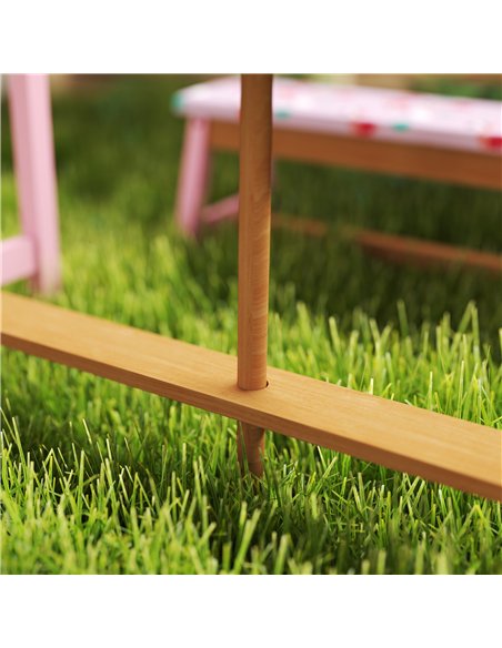 AIYAPLAY Kids Picnic Table Set with Removable & Foldable Umbrella, Cushions, Storage Boxes, Flamingo Theme, Pink - pic 155300 | FastDaddyshop