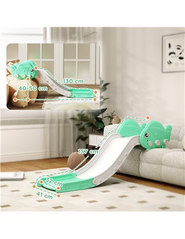 AIYAPLAY Kids Sofa Slide with 130cm Extended Length, HDPE Toddler Slide for Sofa, Bed, Stairs, Easy Assemble & Storage, Green