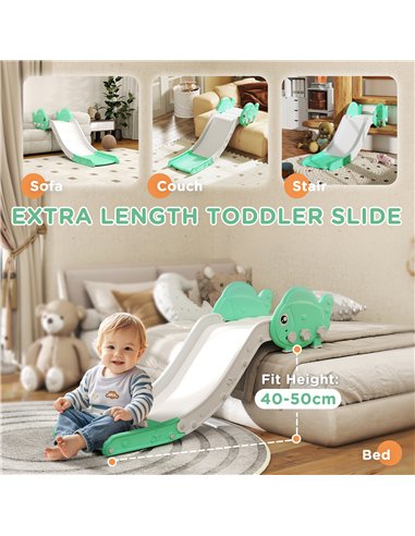 AIYAPLAY Kids Sofa Slide with 130cm Extended Length, HDPE Toddler Slide for Sofa, Bed, Stairs, Easy Assemble & Storage, Green