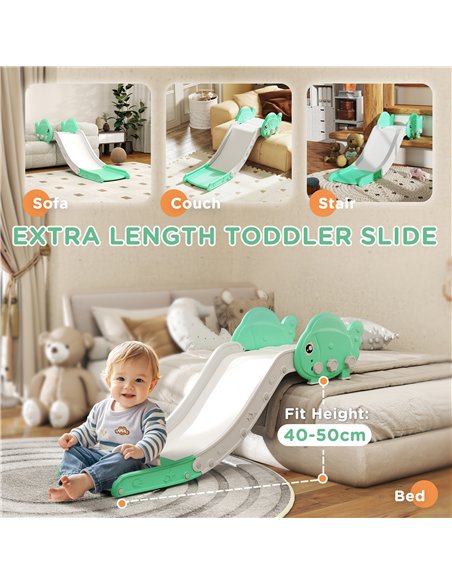 AIYAPLAY Kids Sofa Slide with 130cm Extended Length, HDPE Toddler Slide for Sofa, Bed, Stairs, Easy Assemble & Storage, Green - pic 155304 | FastDaddyshop