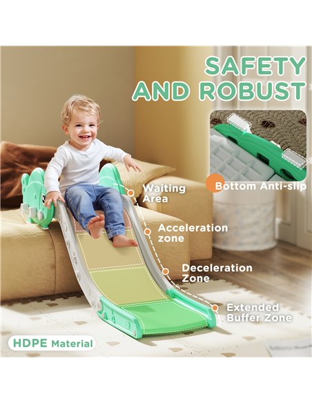 AIYAPLAY Kids Sofa Slide with 130cm Extended Length, HDPE Toddler Slide for Sofa, Bed, Stairs, Easy Assemble & Storage, Green - pic 155305 | FastDaddyshop