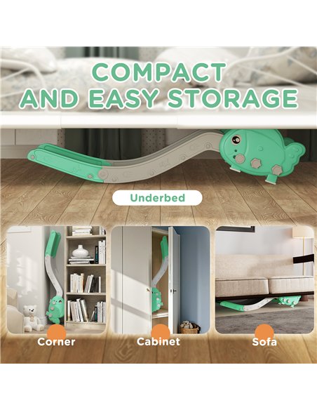 AIYAPLAY Kids Sofa Slide with 130cm Extended Length, HDPE Toddler Slide for Sofa, Bed, Stairs, Easy Assemble & Storage, Green - pic 155306 | FastDaddyshop