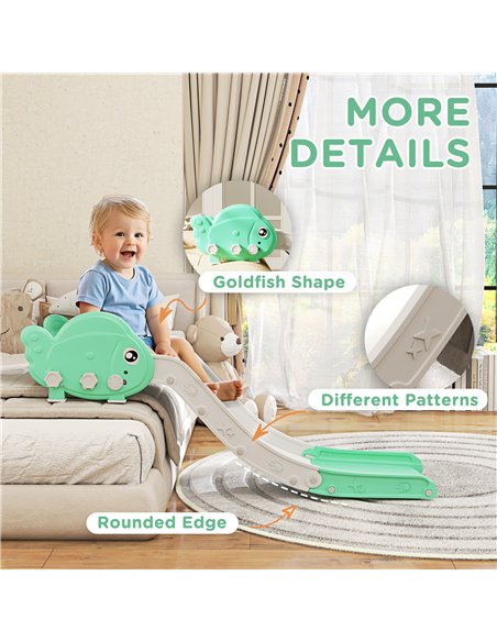 AIYAPLAY Kids Sofa Slide with 130cm Extended Length, HDPE Toddler Slide for Sofa, Bed, Stairs, Easy Assemble & Storage, Green - pic 155307 | FastDaddyshop