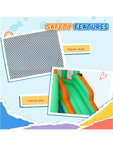 AIYAPLAY 8 in 1 Inflatable Bounce House with 680W Blower, Slide, 2 Pools, Basketball Hoop, Climbing Wall, Water Gun, Ring Toss