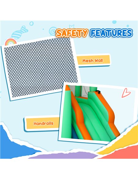 AIYAPLAY 8 in 1 Inflatable Bounce House with 680W Blower, Slide, 2 Pools, Basketball Hoop, Climbing Wall, Water Gun, Ring Toss - pic 155333 | FastDaddyshop