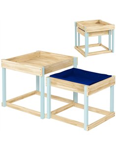AIYAPLAY 2 PCS Wooden Outdoor Sand and Water Play Tables with Bottom Liner for Kids Aged 3-8 Years Old, Natural Wood Finish