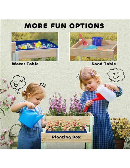 AIYAPLAY 2 PCS Wooden Outdoor Sand and Water Play Tables with Bottom Liner for Kids Aged 3-8 Years Old, Natural Wood Finish - pic 155341 | FastDaddyshop