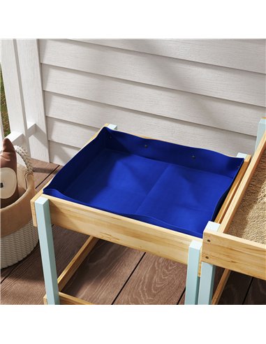 AIYAPLAY 2 PCS Wooden Outdoor Sand and Water Play Tables with Bottom Liner for Kids Aged 3-8 Years Old, Natural Wood Finish