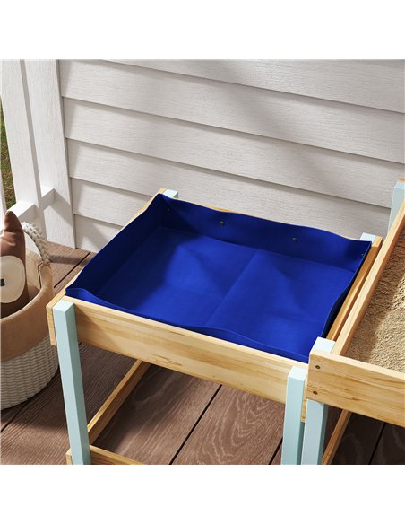 AIYAPLAY 2 PCS Wooden Outdoor Sand and Water Play Tables with Bottom Liner for Kids Aged 3-8 Years Old, Natural Wood Finish - pic 155345 | FastDaddyshop