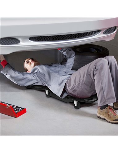 DURHAND Mechanic Vehicle Creeper, Under-Car Rolling Crawler Board, with Headrest, Wheels, Black