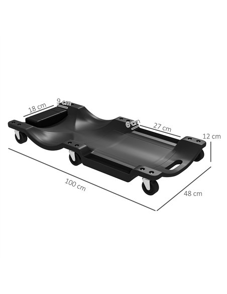 DURHAND Mechanic Vehicle Creeper, Under-Car Rolling Crawler Board, with Headrest, Wheels, Black - pic 155348 | FastDaddyshop