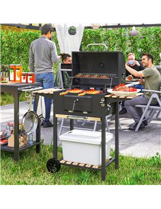 Outsunny Charcoal BBQ Grill with Height Adjustable Charcoal Pan, Portable Barbecue Smoker with Warming Rack, 3 Shelves, Temperat 2