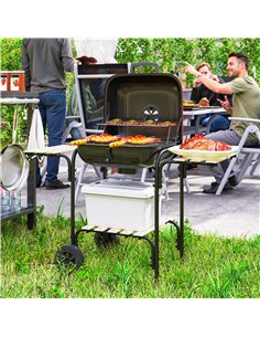Outsunny Charcoal Barbecue Grill Portable BBQ Grill with 1840 cm² Cooking Area, 3 Shelves, Adjustable Vent, Lockable Lid, Wheels 2