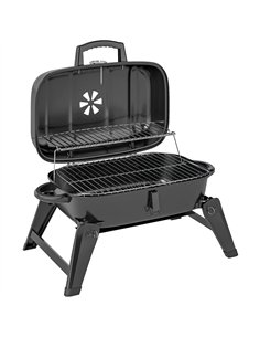 Outsunny Charcoal Barbecue Grill Folding BBQ Grill with 1232 cm² Cooking Area, Adjustable Vent, Thermometer, Handles for Camping