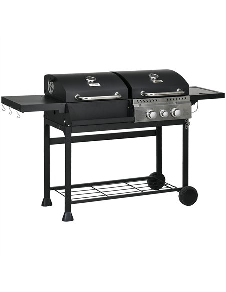 Outsunny Dual Fuel BBQ Grill - Black - pic 155436 | FastDaddyshop