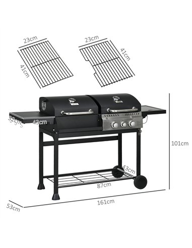 Outsunny Dual Fuel BBQ Grill - Black