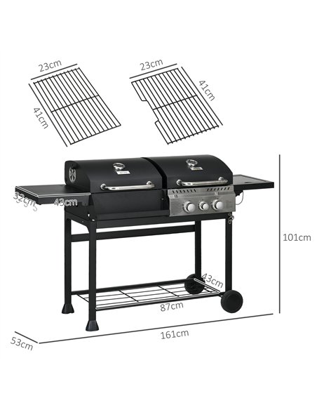 Outsunny Dual Fuel BBQ Grill - Black - pic 155438 | FastDaddyshop