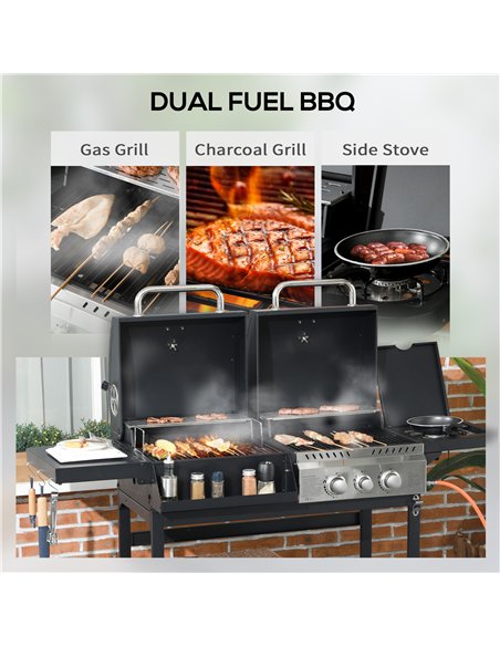 Outsunny Dual Fuel BBQ Grill - Black - pic 155439 | FastDaddyshop