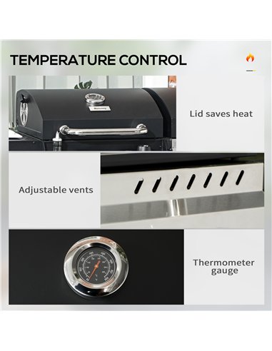 Outsunny Dual Fuel BBQ Grill - Black