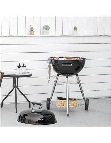 Outsunny Portable Kettle Charcoal Grill - Black