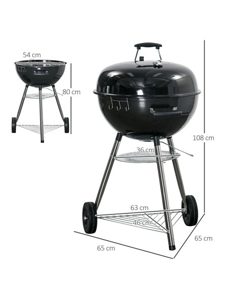 Outsunny Portable Kettle Charcoal Grill - Black - pic 155447 | FastDaddyshop