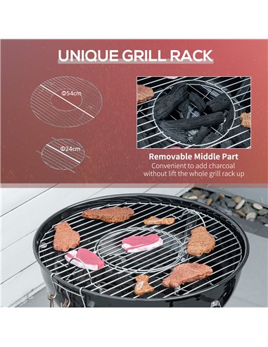 Outsunny Portable Kettle Charcoal Grill - Black