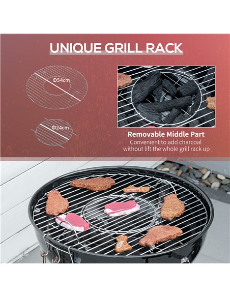 Outsunny Portable Kettle Charcoal Grill - Black - pic 155448 | FastDaddyshop