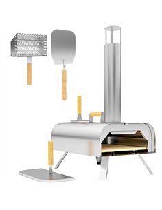 Outsunny Outdoor Pizza Oven, Portable Wood Pellet Pizza Oven with Pizza Stone and Peel, Foldable Legs, Chimney, 12 Inch Wood Fir