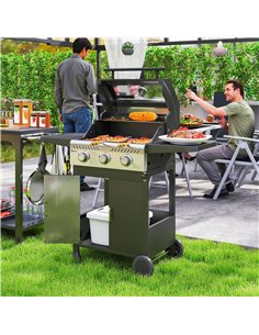 Outsunny 7.5kW Three-Burner Gas BBQ Grill, with See-Through Lid - Black 2