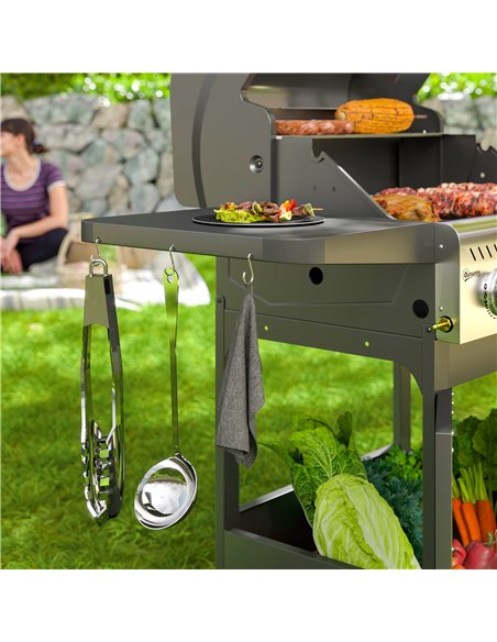 Outsunny 7.5kW Three-Burner Gas BBQ Grill, with See-Through Lid - Black - pic 155488 | FastDaddyshop