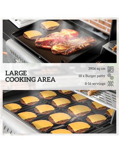 Outsunny Deluxe Duo Gas BBQ, with Grill, Plancha and Side Burner - Black