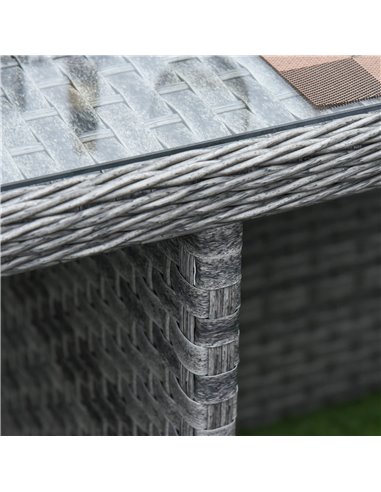 Outsunny 9 Pieces PE Rattan Cube Garden Furniture Set with Umbrella Hole, Mixed Grey