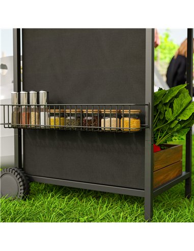 Outsunny 3+1 Burner Gas BBQ Grill, Portable Gas Barbecue Grill with Built-in Thermometer, Lid, Side Table, Shelf, Spice Rack, Wh