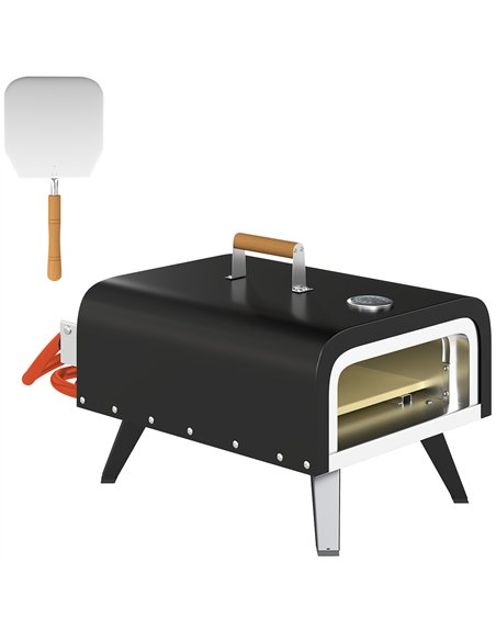 Outsunny Outdoor Tabletop Gas Pizza Oven with 12" Stone and Peel, Portable Pizza Oven Maker with Thermometer, Foldable Legs, Han - pic 155544 | FastDaddyshop